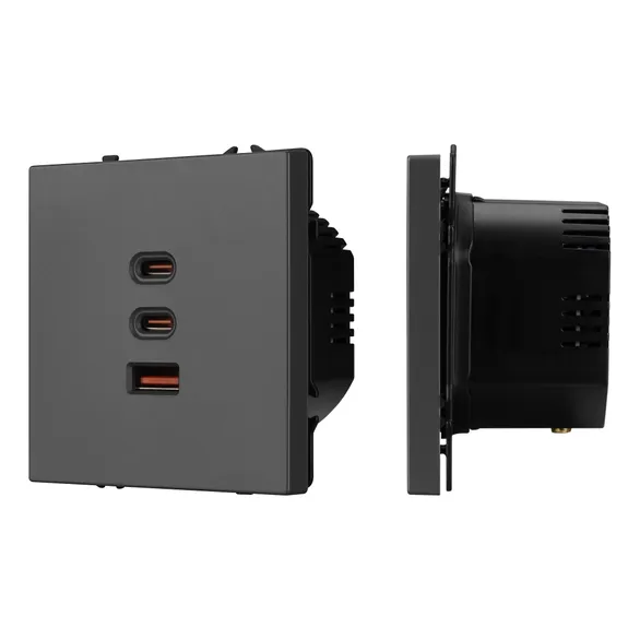 Механизм розетки с быстрой USB зарядкой SCT-NOBE-MUACC-SFPL-FC-GR (65W, QC3) (Arlight, -)