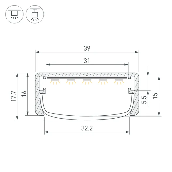 Профиль ARH-WIDE-W39-2000 ANOD (Arlight, Алюминий)