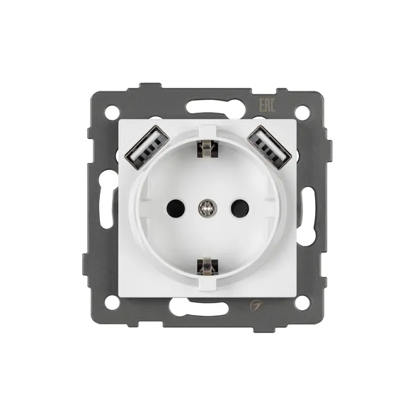 Механизм розетки с USB зарядкой SCT-MUAA-PL-WH-V (250V, 16A) (Arlight, -)
