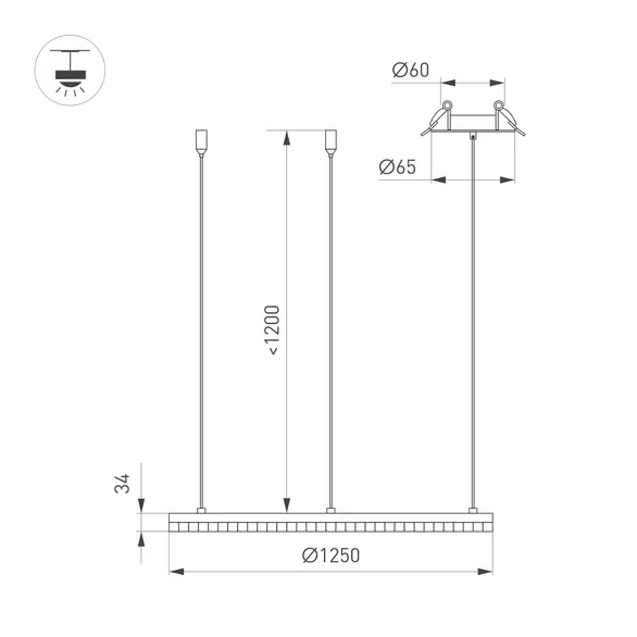 Светильник SP-DIAMOND-R1250-80W Day4000 (BK, 45 deg, 230V, TRIAC) (Arlight, IP20 Металл, 5 лет)
