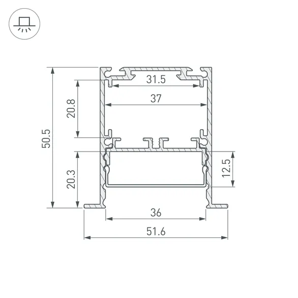 Профиль SL-LINIA52-3L-F-2000 ANOD (Arlight, Алюминий)