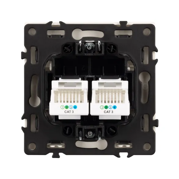 Механизм сдвоенной телефонной розетки SCT-NOBE-MTL2-SFPL-IS (RJ-11, 4C) (Arlight, Никель)
