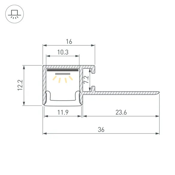 Профиль FANTOM-W12-EDGE-2000 ANOD (Arlight, Алюминий)