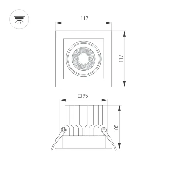 Светильник MS-VORTEX-BUILT-S117x117-20W Day4000 (WH-WH, 40 deg, 230V) (Arlight, IP20 Металл, 5 лет)