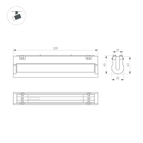 Светильник MAG-VIBE-LASER-TURN-L209-12W Day4000 (BK, 24 deg, 48V) (Arlight, IP20 Металл, 5 лет)