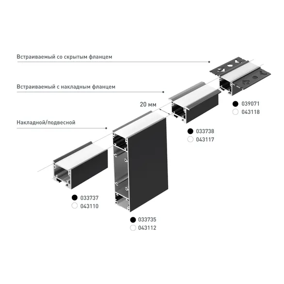 Профиль SL-LINE-2522-2500 BLACK (Arlight, Алюминий)