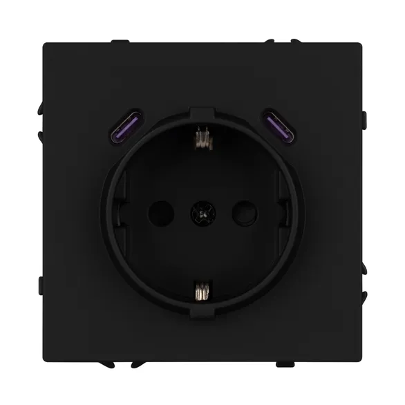 Механизм розетки с USB зарядкой SCT-NOBE-MUCC-SFPL-BK (230V, 16A) (Arlight, -)