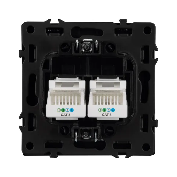 Механизм сдвоенной телефонной розетки SCT-NOBE-MTL2-SFPL-BK (RJ-11, 4C) (Arlight, Черный оникс)