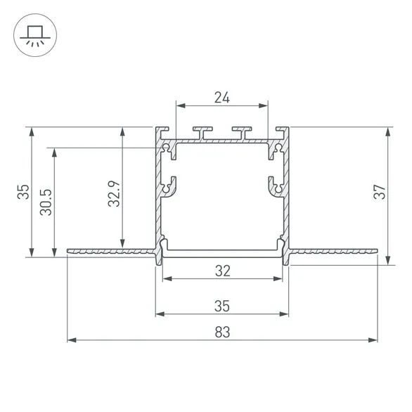 Профиль SL-LINIA32-FANTOM-3000 ANOD (Arlight, Алюминий)