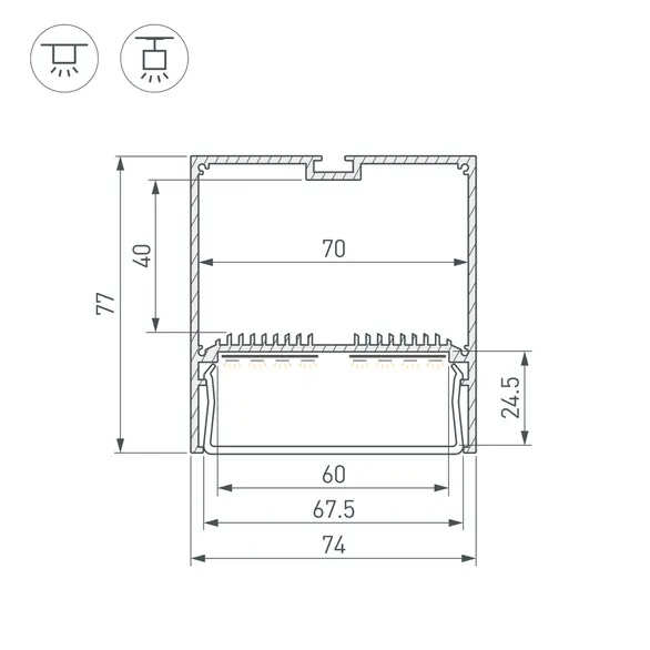 Профиль SL-LINE-7477-2000 ANOD (BY) (Arlight, Алюминий)