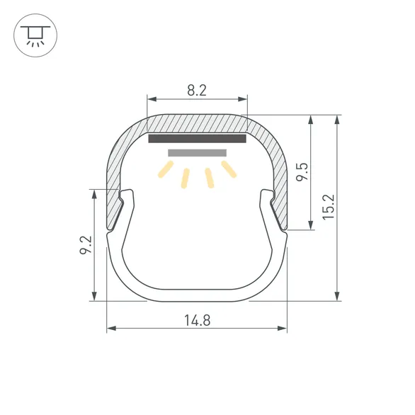 Профиль LINE-D-1515-2000 SQUARE ANOD (Arlight, Алюминий)