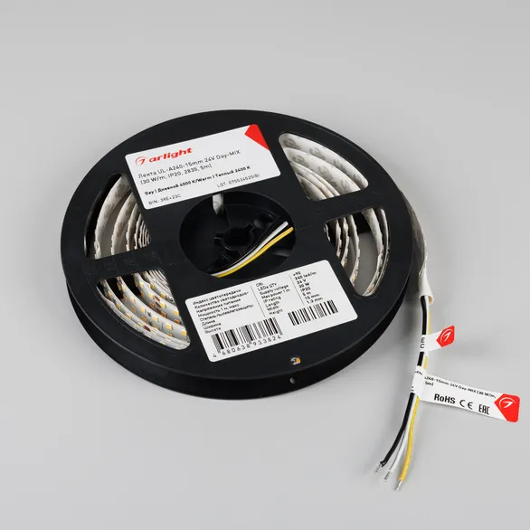 Светодиодная лента UL-A240-15mm 24V Day-MIX (30 W/m, IP20, 2835, 5m) (Arlight, Изменяемая ЦТ)