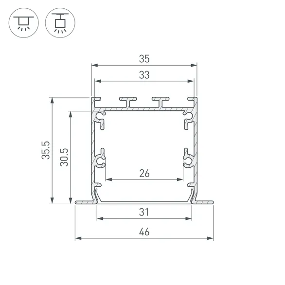 Профиль LINIA49-F-S-2000 BLACK (Arlight, Алюминий)