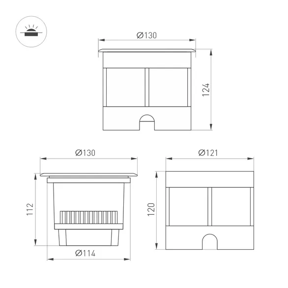 Светильник LTD-DAFNA-GROUND-R130-11W Warm3000 (SL, 20 deg, 230V) (Arlight, IP67 Металл, 5 лет)