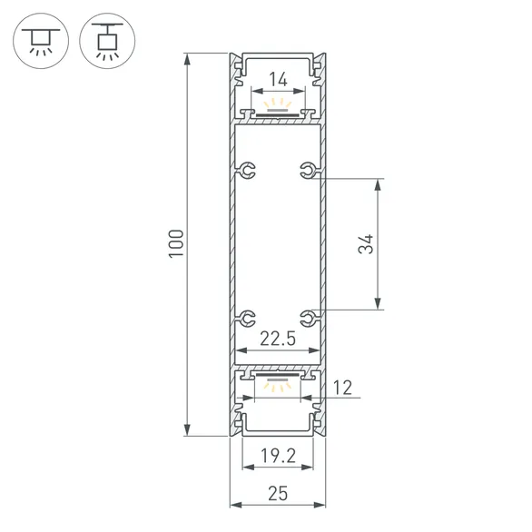 Профиль SL-LINE-25100-DUAL-2500 BLACK (Arlight, Алюминий)