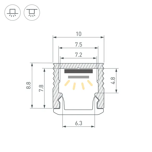 Профиль SL-MINI-10-2000 BLACK (Arlight, Алюминий)