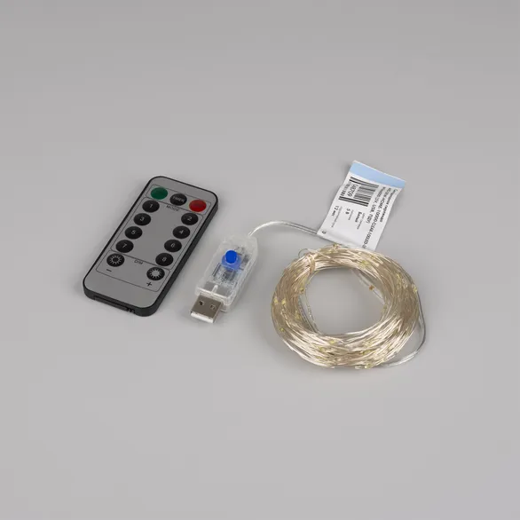 Светодиодная гирлянда ARD-DEW-HOME-10000-CLEAR-100LED-LIVE White6000 (5V, USB, ПДУ) (Ardecoled, IP20)