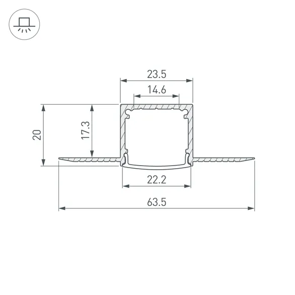 Профиль FANTOM-W20-H20-2000 ANOD (Arlight, Алюминий)