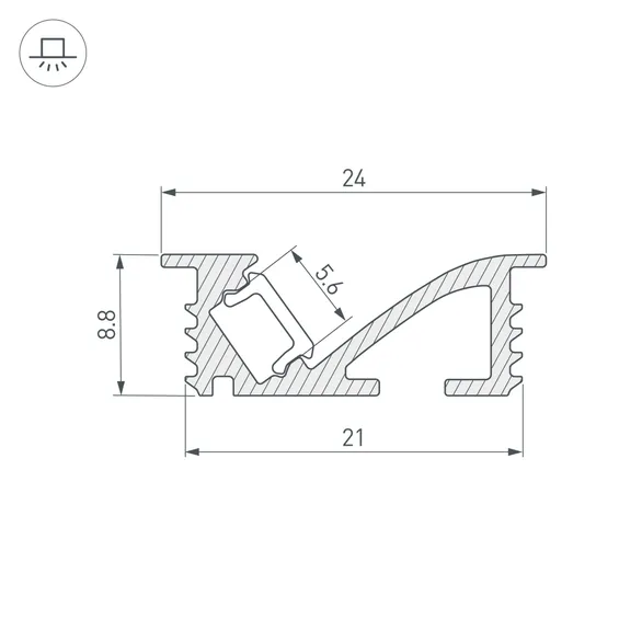 Профиль SL-BEVEL-W21-F-2000 ANOD BLACK (Arlight, Алюминий)