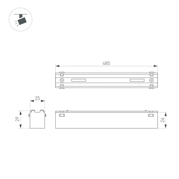 Светильник MAG-VIBE-FLAT-L485-24W Day4000-MIX (BK, 100 deg, 48V, DALI) (Arlight, IP20 Металл, 5 лет)