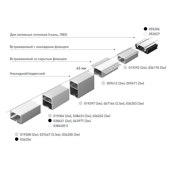 Профиль LINIA45-FANTOM-3000 ANOD (Arlight, Алюминий)
