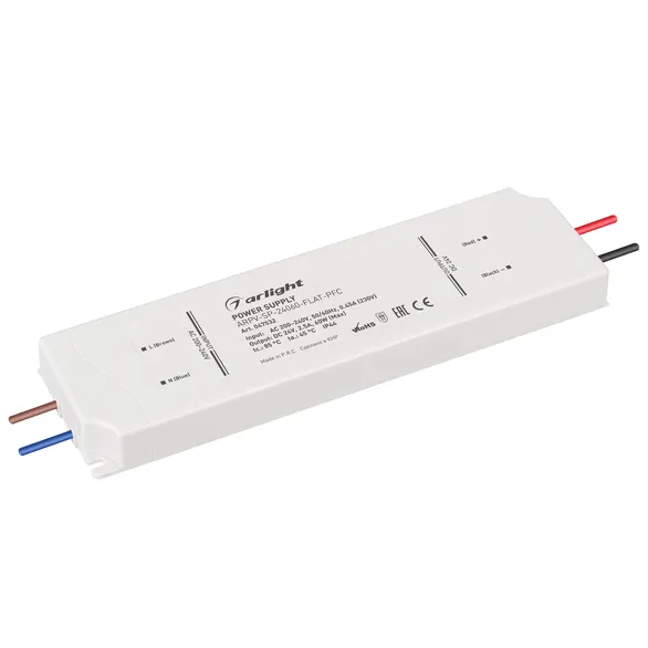 Блок питания ARPV-SP-24060-FLAT-PFC (24V, 2.5A, 60W) (Arlight, IP44 Пластик, 5 лет)