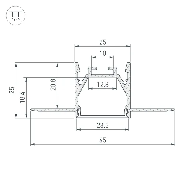 Профиль LINIA25-FANTOM-2000 ANOD (Arlight, Алюминий)