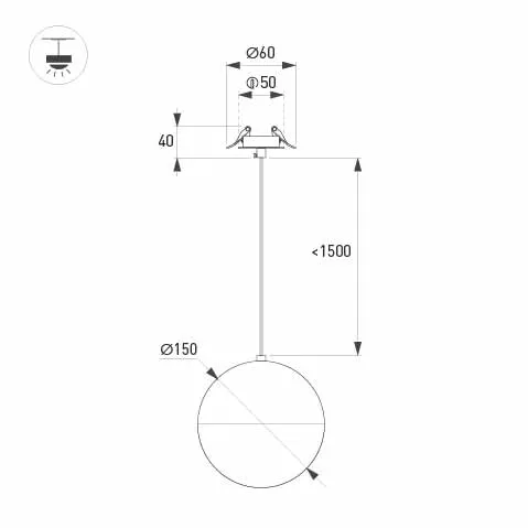 Светильник SP-EMISFERO-HANG-BUILT-R150-11W Day4000 (WH, 170 deg, 230V) (Arlight, IP20 Металл, 3 года)