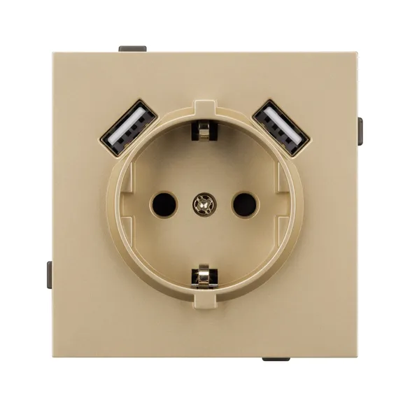 Механизм розетки с USB зарядкой SCT-TENDO-MUAA-SFPL-GD (230V, 16A) (Arlight, -)