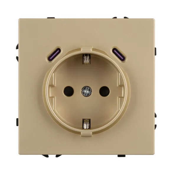 Механизм розетки с USB зарядкой SCT-NOBE-MUCC-SFPL-GD (230V, 16A) (Arlight, -)