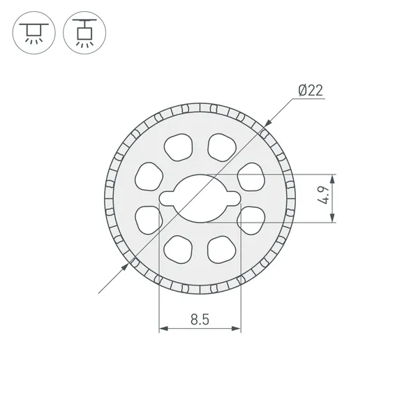 Силиконовый профиль WPH-FLEX-ROPE-D22-360deg-S8-5m WHITE (Arlight, Силикон)