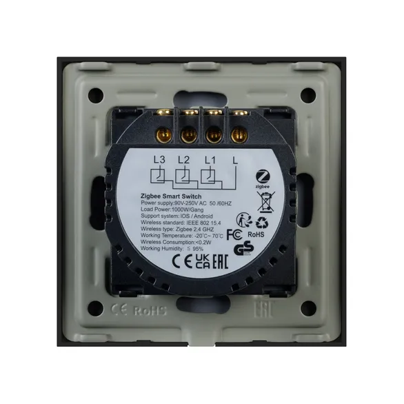 Выключатель сенсорный SWT-OMALI-S03-ZB-BK (250V, 10A, Zigbee) (Arlight, Стекло)
