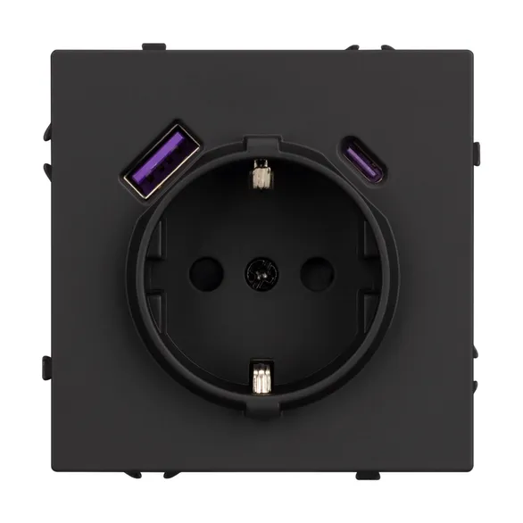 Механизм розетки с USB зарядкой SCT-NOBE-MUAC-SFPL-BK (230V, 16A) (Arlight, -)