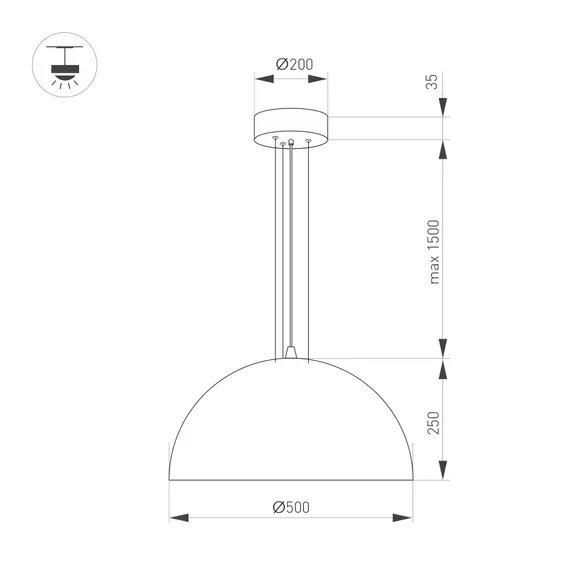 Светильник SP-RESTO-HANG-R500-30W Warm3000 (WH, 100 deg, 230V) (Arlight, IP20 Металл, 3 года)