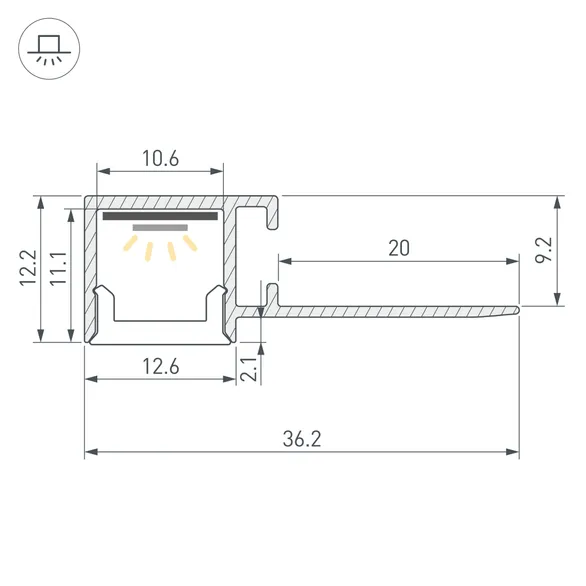 Профиль FANTOM-BENT-W12-SIDE-EDGE-2000 ANOD (Arlight, Алюминий)