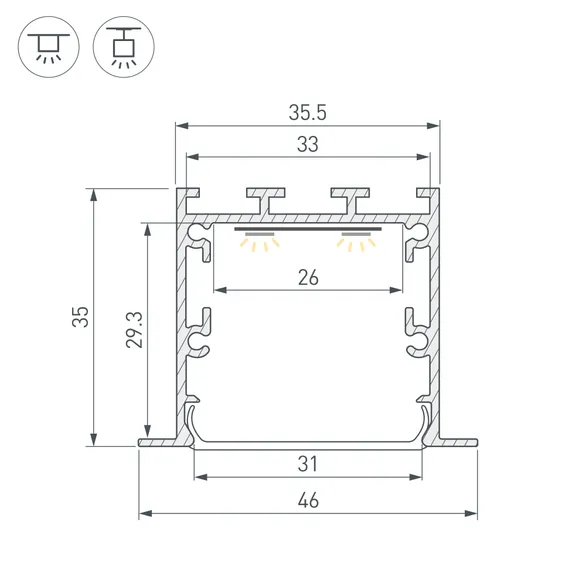 Профиль LINIA49-F-М-2500 BLACK (Arlight, Алюминий)
