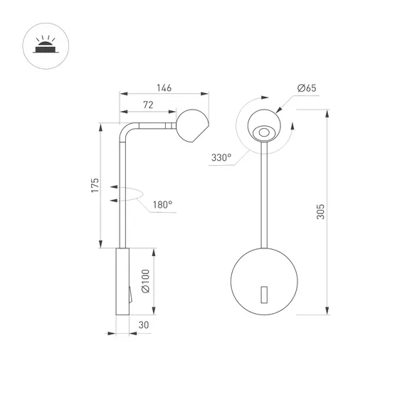 Светильник SP-OTTORI-LONG-WALL-6W Warm3000 (WH, 30 deg, 230V) (Arlight, IP20 Металл, 3 года)