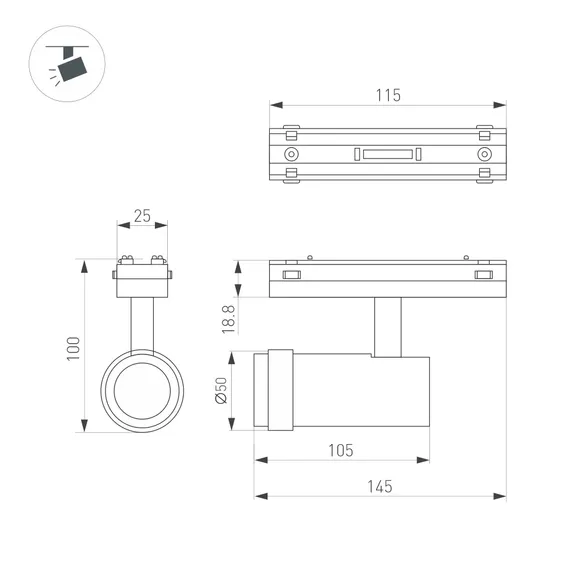 Светильник MAG-VIBE-SPOT-ZOOM-R47-10W Day4000 (WH, 20-55 deg, 48V) (Arlight, IP20 Металл, 5 лет)