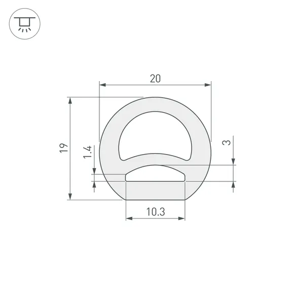 Силиконовый профиль WPH-FLEX-D20-TOP-S10-50m WHITE (Arlight, Силикон)