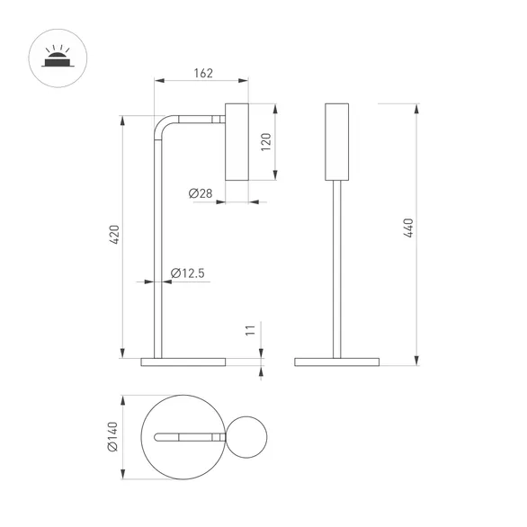 Светильник SP-VERDI-TAB-3W Warm3000 (BK, 20 deg, 230V) (Arlight, IP20 Металл, 3 года)