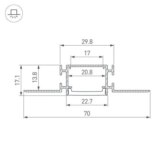 Профиль FANTOM-BENT-W23-TOP-2000 ANOD (Arlight, Алюминий)