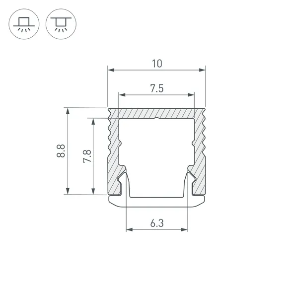 Профиль SL-MINI-10-2000 BLACK (Arlight, Алюминий)