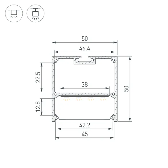 Профиль SL-LINE-5050-2000 ANOD (BY) (Arlight, Алюминий)