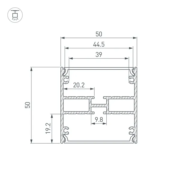 Профиль LINE-5050-DUAL-2000 ANOD BLACK (Arlight, Алюминий)