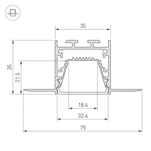 Профиль LINIA32-FANTOM-TRAY-3000 ANOD (Arlight, Алюминий)