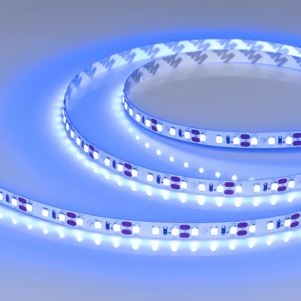 Светодиодная лента RT-A120-8mm 12V Blue (9.6 W/m, IP20, 2835, 5m) (Arlight, 9.6 Вт/м, IP20)