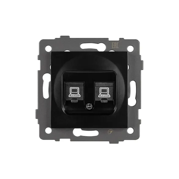 Механизм компьютерной розетки двойной SCT-MPC2-PL-BK-V (RJ-45, CAT6) (Arlight, -)
