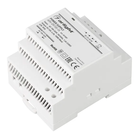 Блок питания ARV-DR100-24 (24V, 4.2A, 100W) (Arlight, IP20 DIN-рейка)