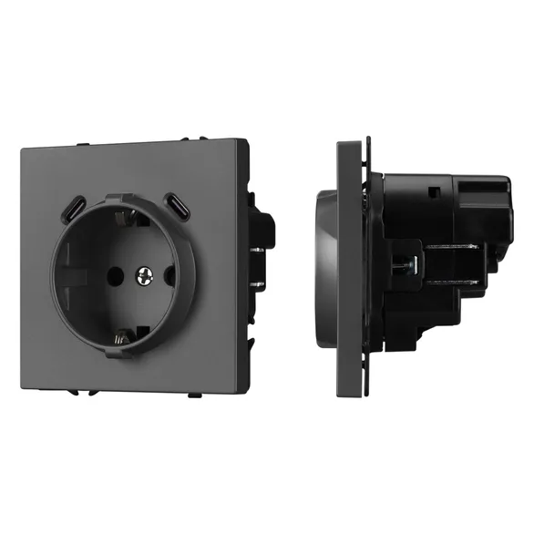 Механизм розетки с USB зарядкой SCT-NOBE-MUCC-SFPL-GR (230V, 16A) (Arlight, -)