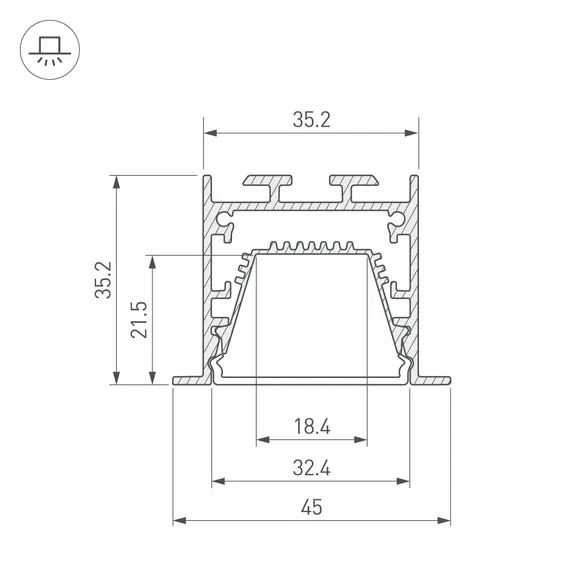 Профиль LINIA45-F-TRAY-3000 BLACK (Arlight, Алюминий)